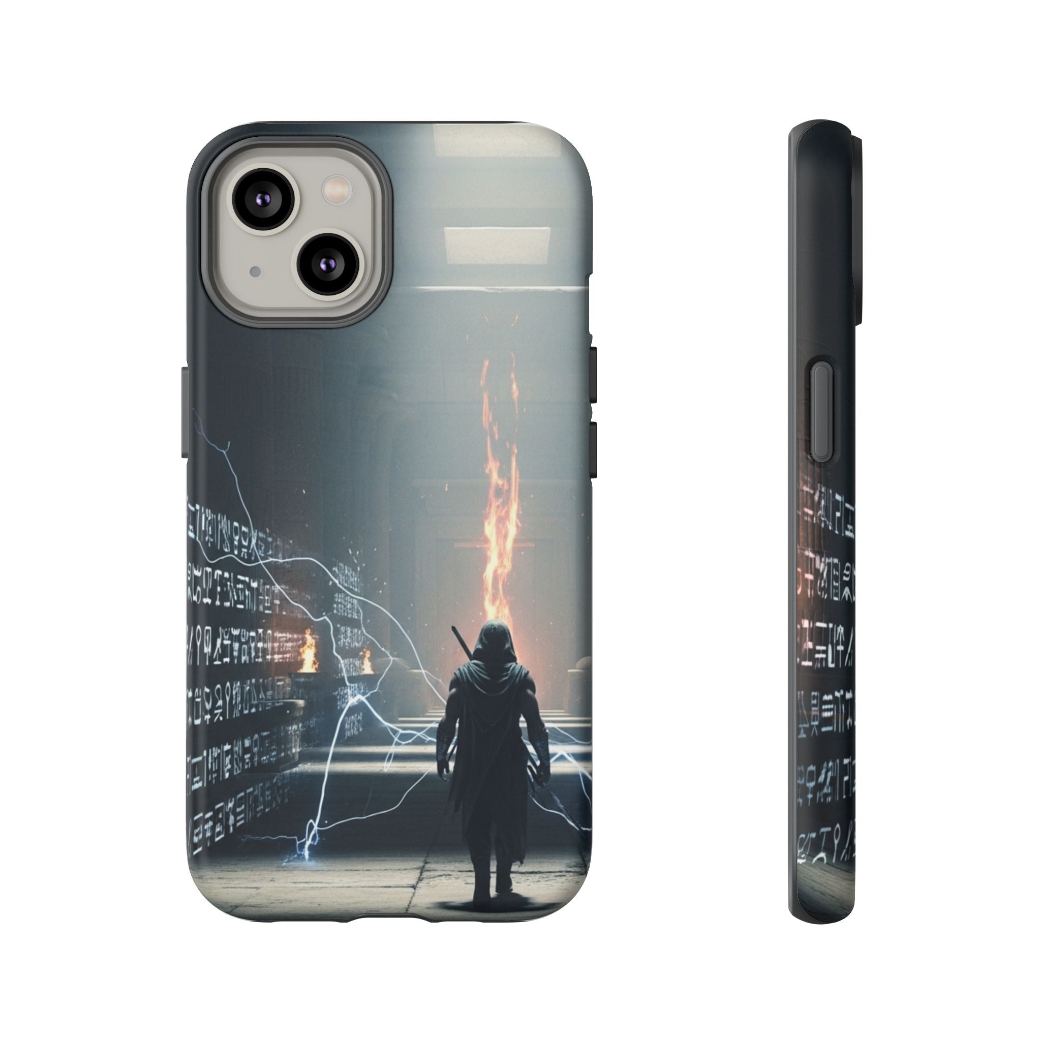 Phone Case - Cybermage Silhouette with Lightning Spell