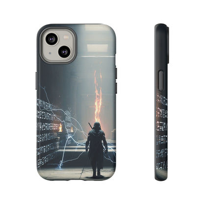Phone Case - Cybermage Silhouette with Lightning Spell