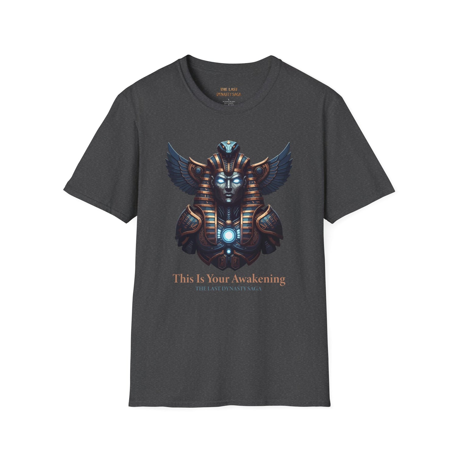 Egyptian Pharaoh Chest &amp; Serpent Back T-Shirt — "This Is Your Awakening / Endless Power"