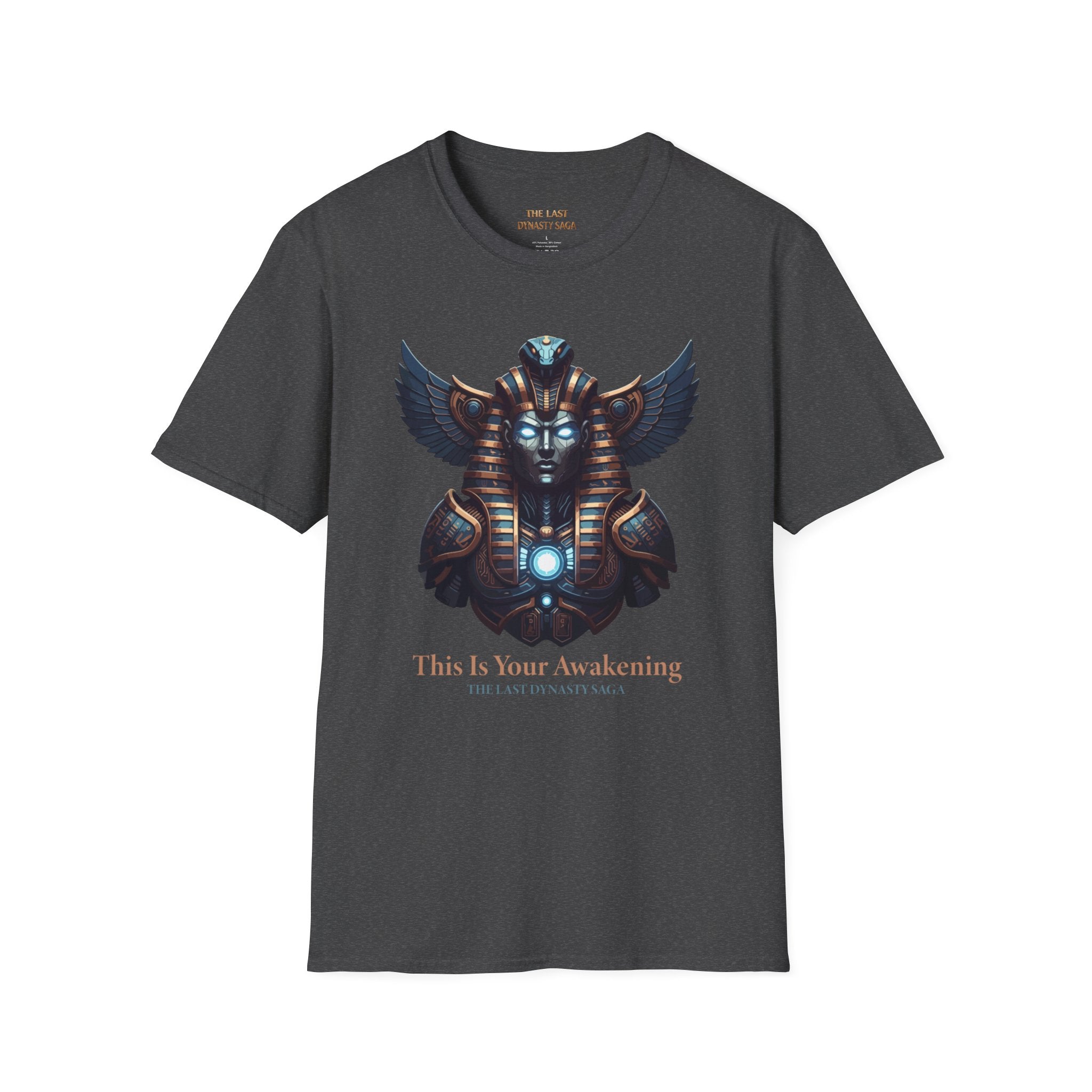 Egyptian Pharaoh Chest &amp; Serpent Back T-Shirt — "This Is Your Awakening / Endless Power"