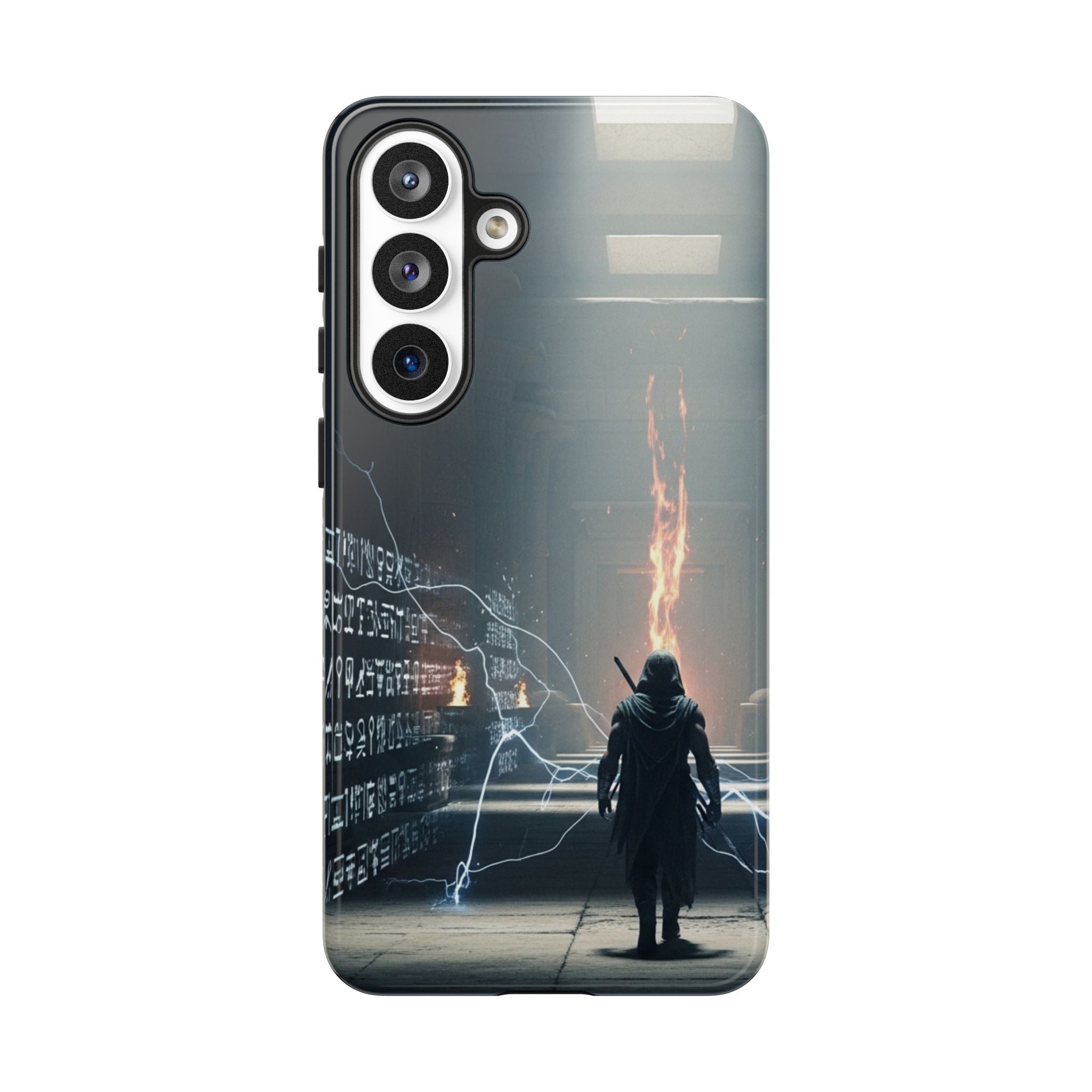 Phone Case - Cybermage Silhouette with Lightning Spell