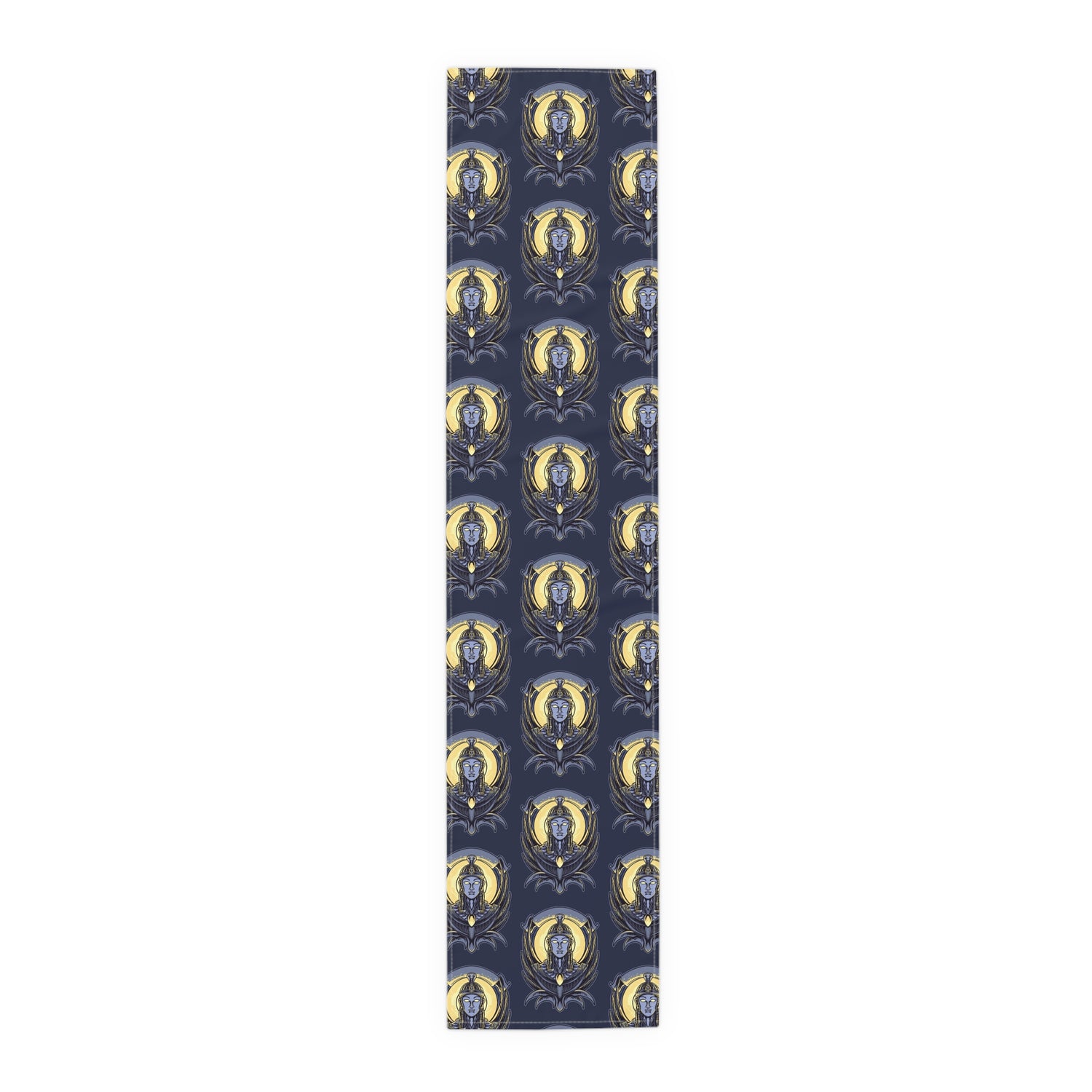 Art Nouveau Moon &amp; Owl Table Runner — Night Sky Decorative Linen
