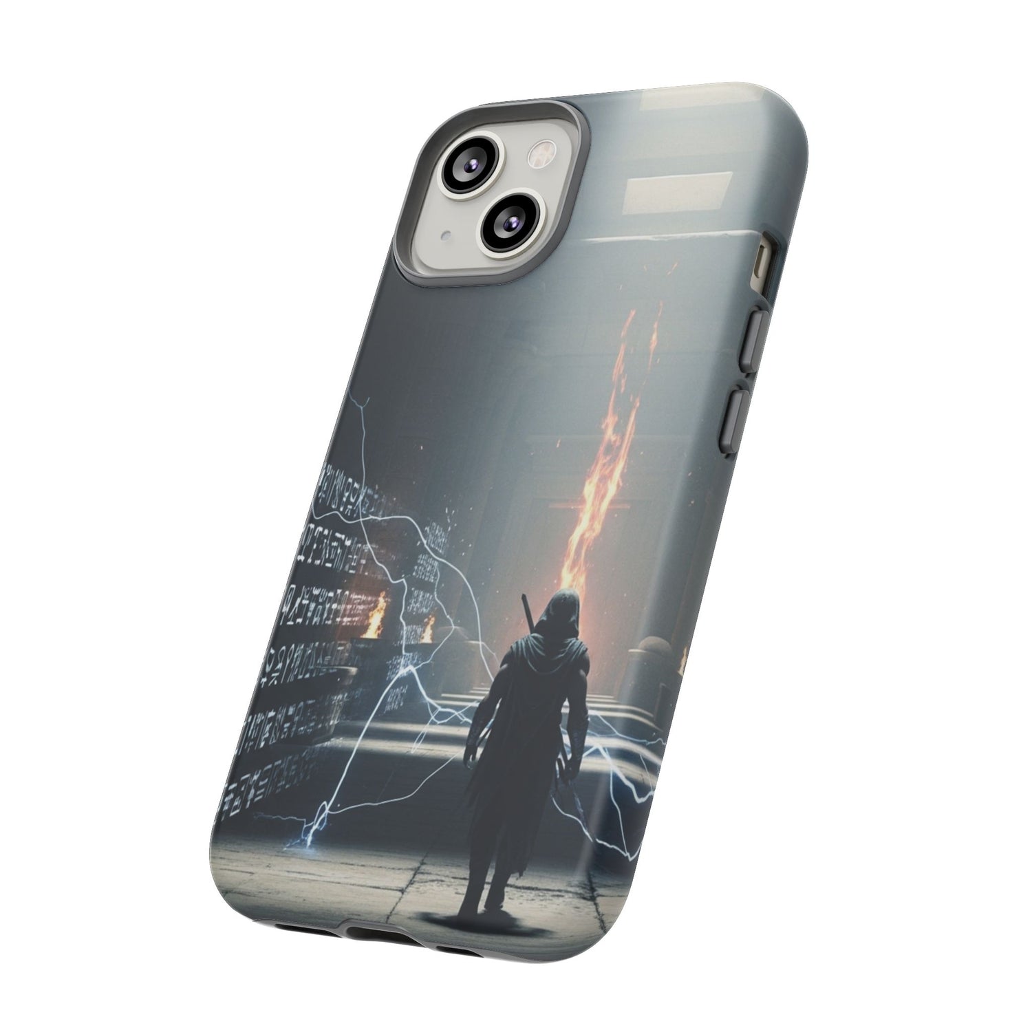 Phone Case - Cybermage Silhouette with Lightning Spell
