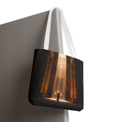 Mystic Temple Tote Bag — Ancient Light &amp; Symbolic Wheel AOP Tote