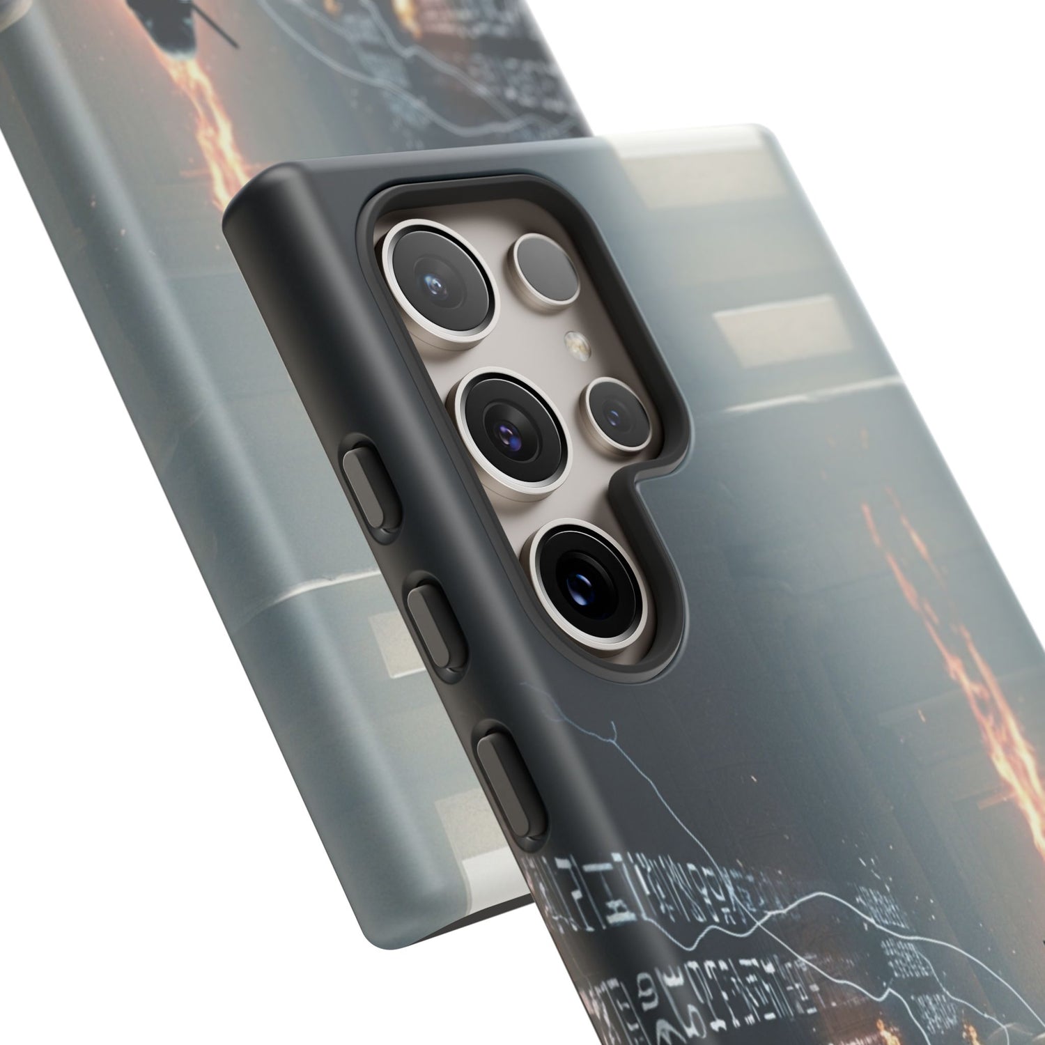 Phone Case - Cybermage Silhouette with Lightning Spell