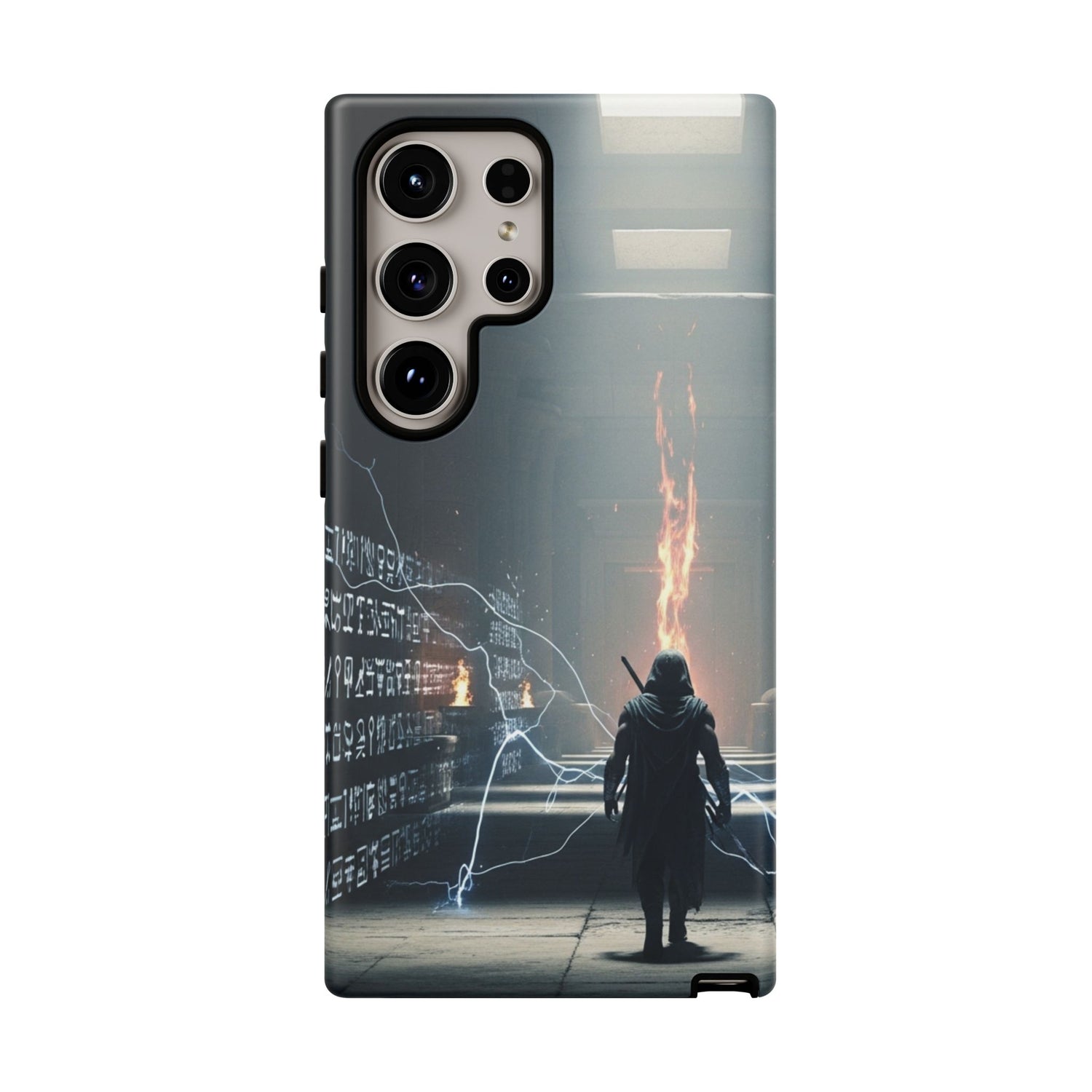 Phone Case - Cybermage Silhouette with Lightning Spell