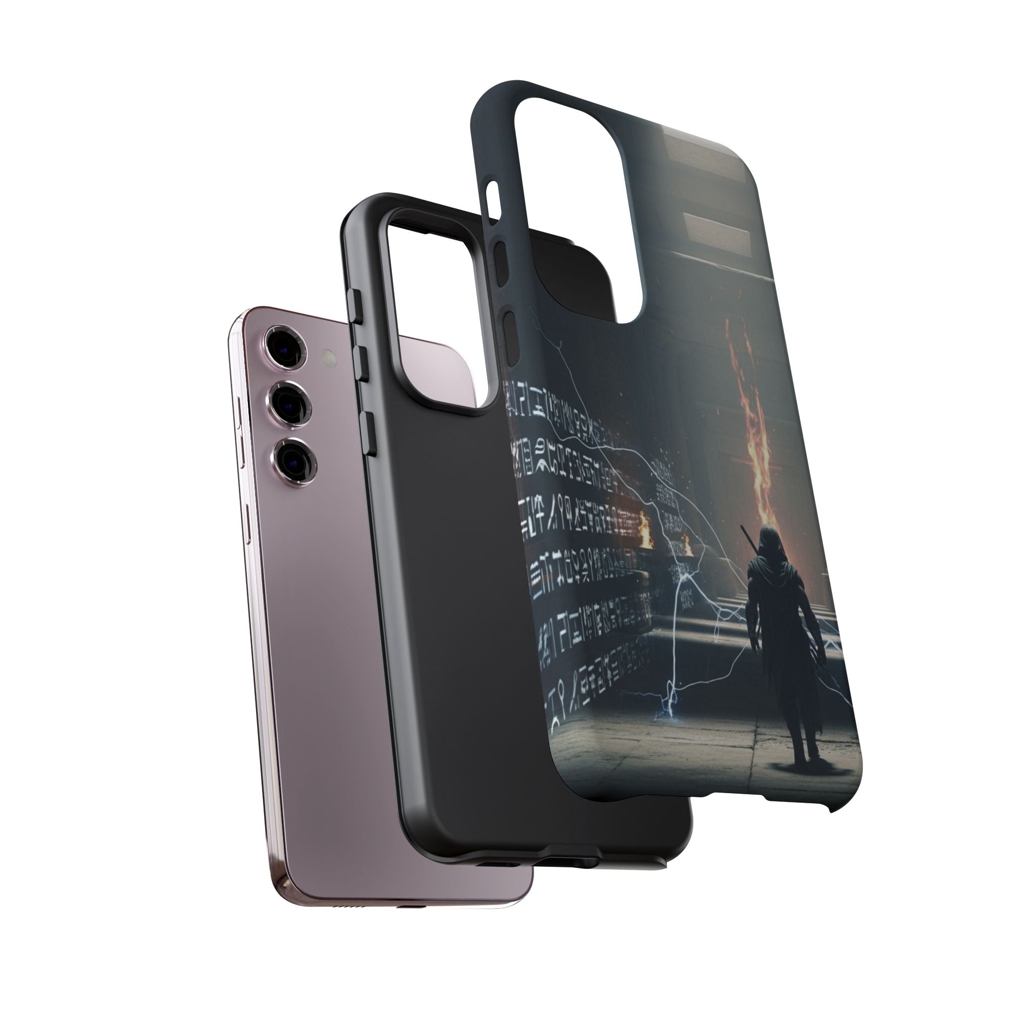 Phone Case - Cybermage Silhouette with Lightning Spell