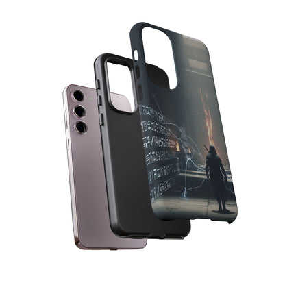 Phone Case - Cybermage Silhouette with Lightning Spell