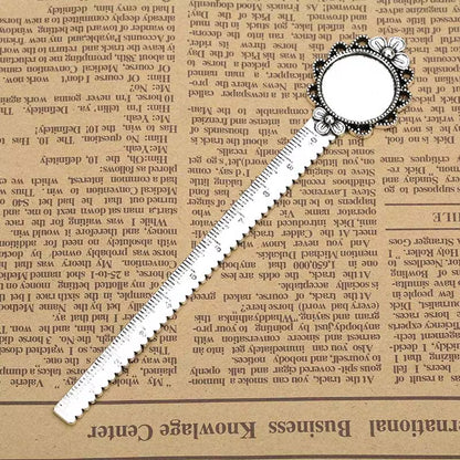 2-Piece 20mm Ruler Bookmark Base – Cabochon Setting (Vintage Metal)