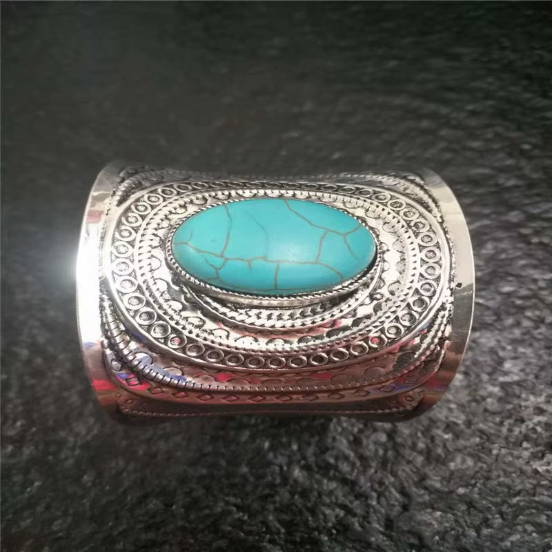 Ornate Stone Cuff Bracelet Vintage Bohemian Statement Piece
