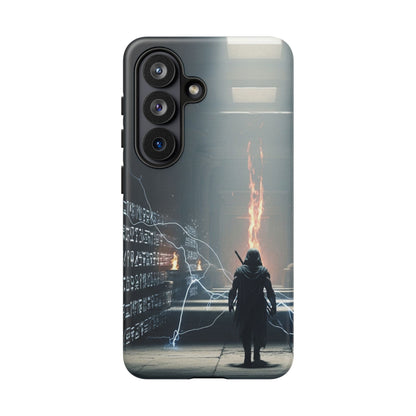 Phone Case - Cybermage Silhouette with Lightning Spell