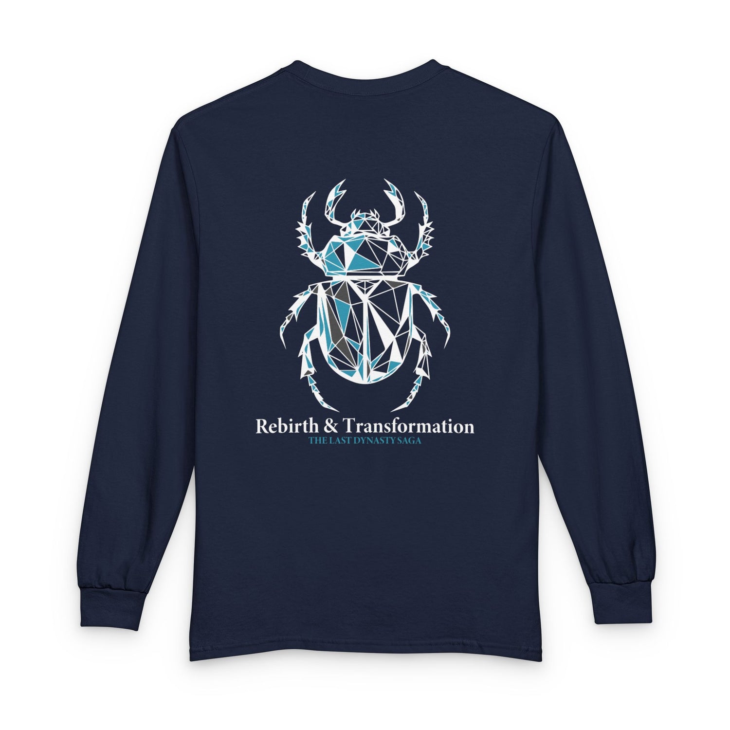 Strength Is Your Nature Long Sleeve Tee — Geometric Serpent Sword and Scarab Design