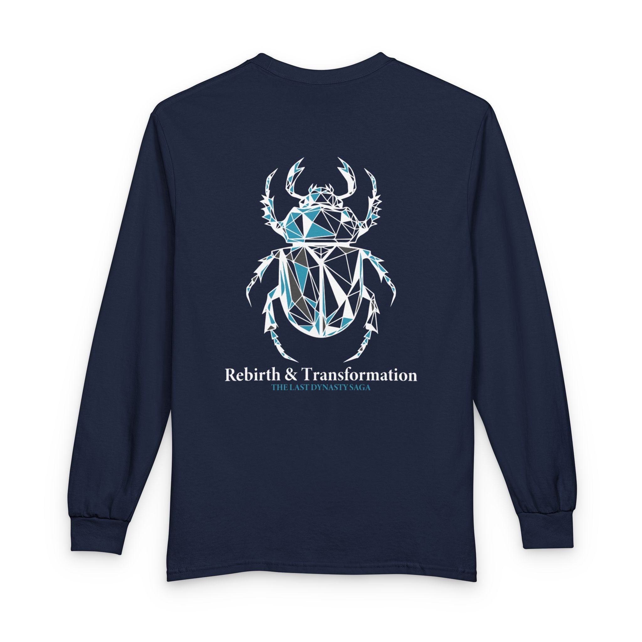 Strength Is Your Nature Long Sleeve Tee — Geometric Serpent Sword and Scarab Design