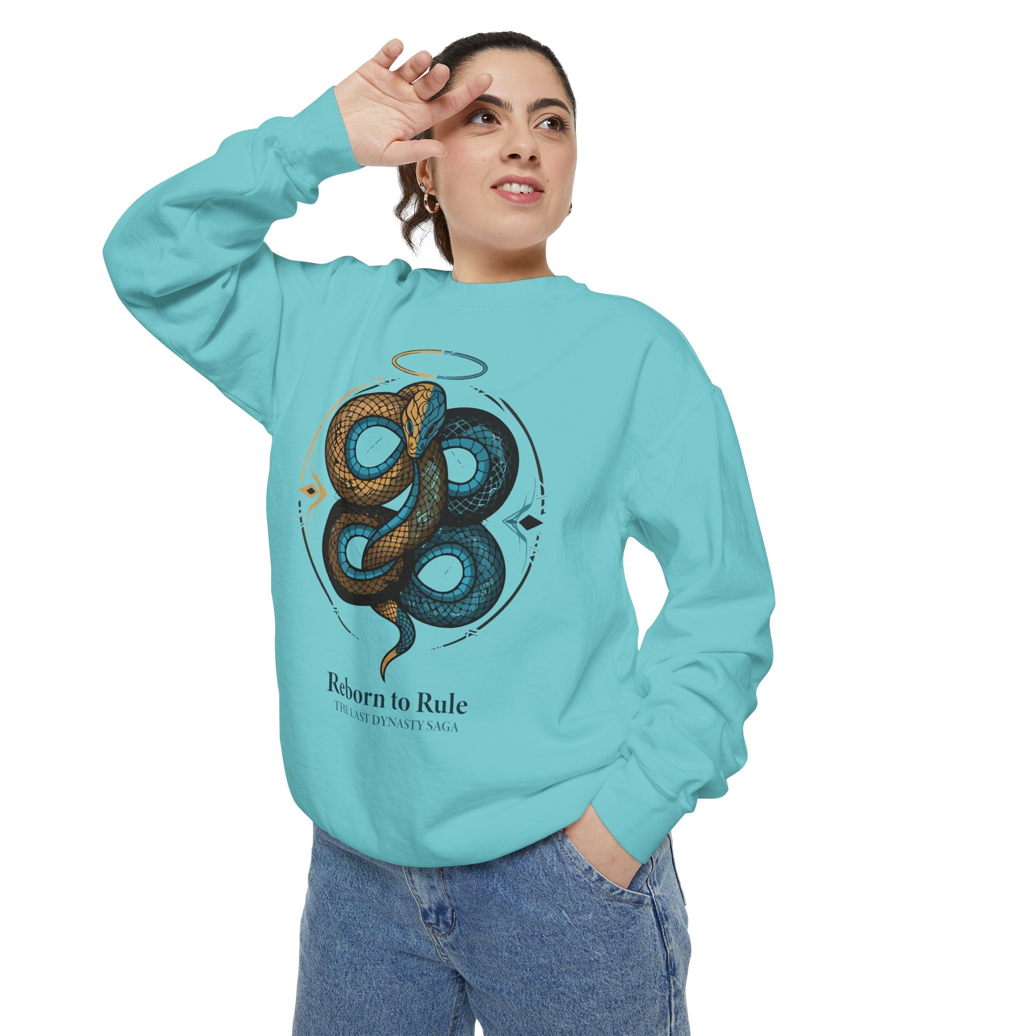 Snake Emblem Sweatshirt — "Reborn to Rule" Graphic Crewneck