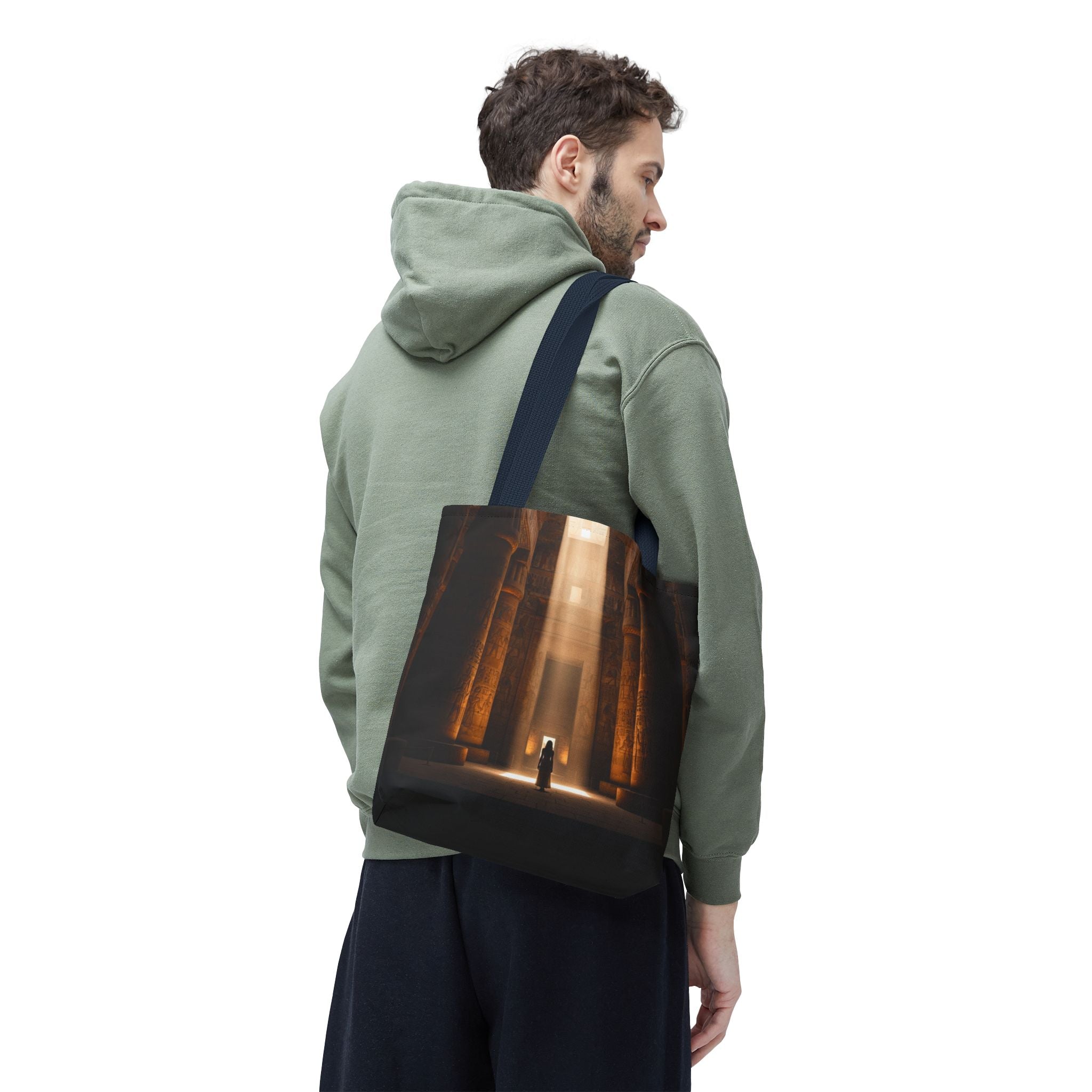 Mystic Temple Tote Bag — Ancient Light &amp; Symbolic Wheel AOP Tote