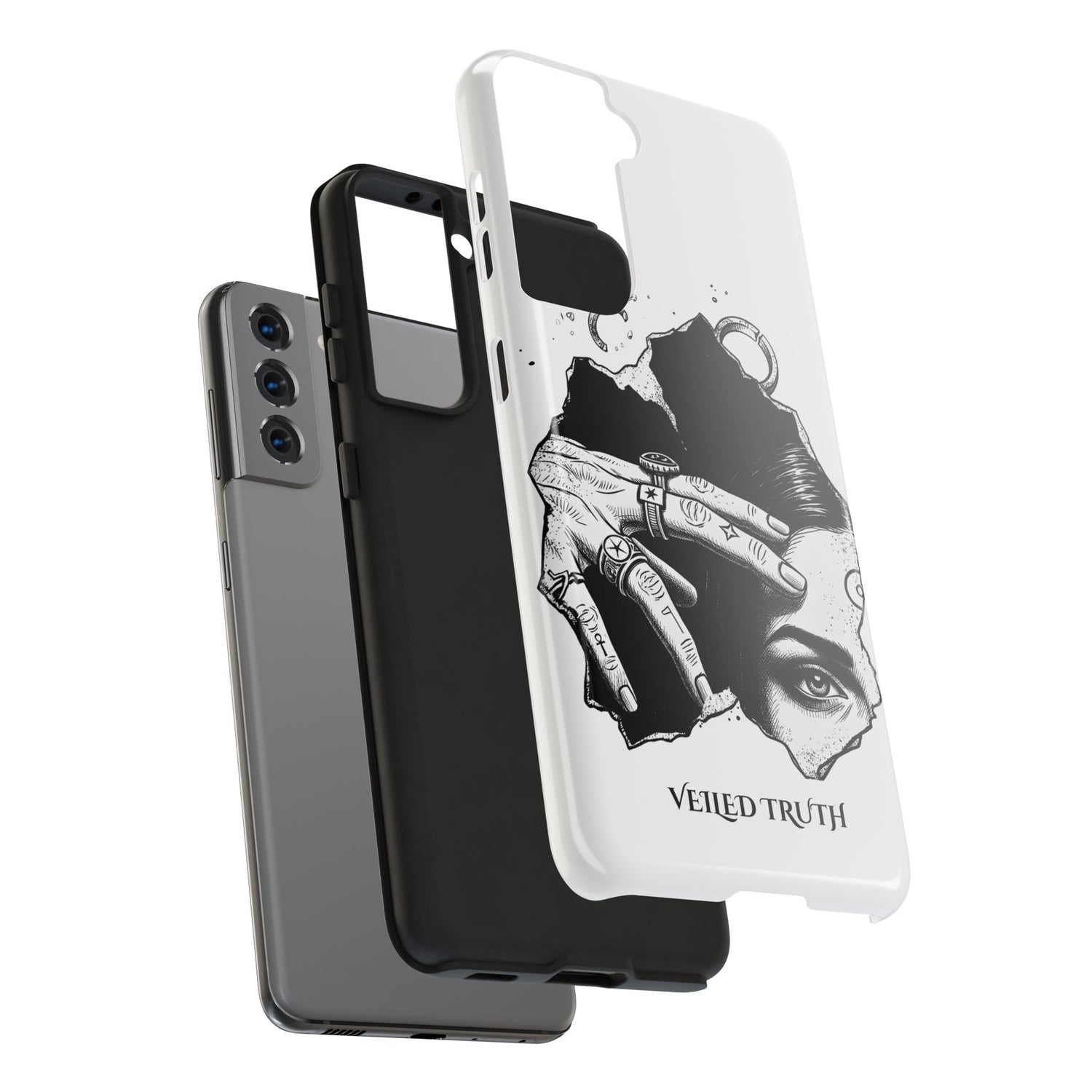 Tough Phone Case — Veiled Truth Black &amp; White Mystic Illustration