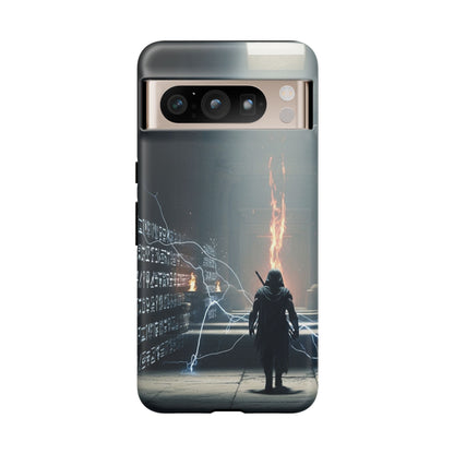 Phone Case - Cybermage Silhouette with Lightning Spell