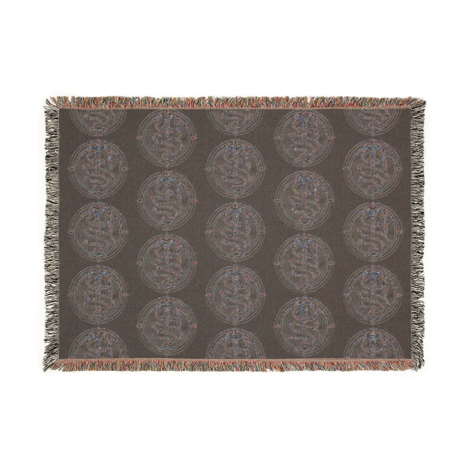 The Serpent Geometric Woven Throw Blanket — Mosaic Circle Pattern, Cozy Living Room &amp; Bedroom Décor