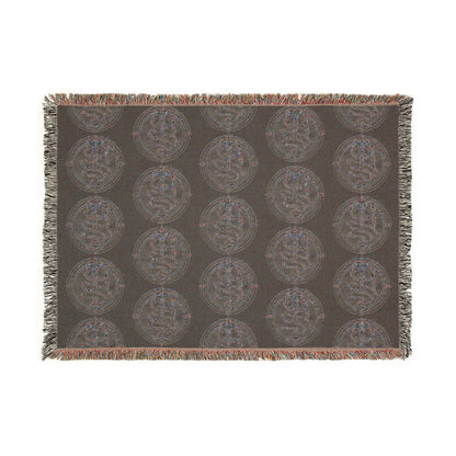 The Serpent Geometric Woven Throw Blanket — Mosaic Circle Pattern, Cozy Living Room &amp; Bedroom Décor