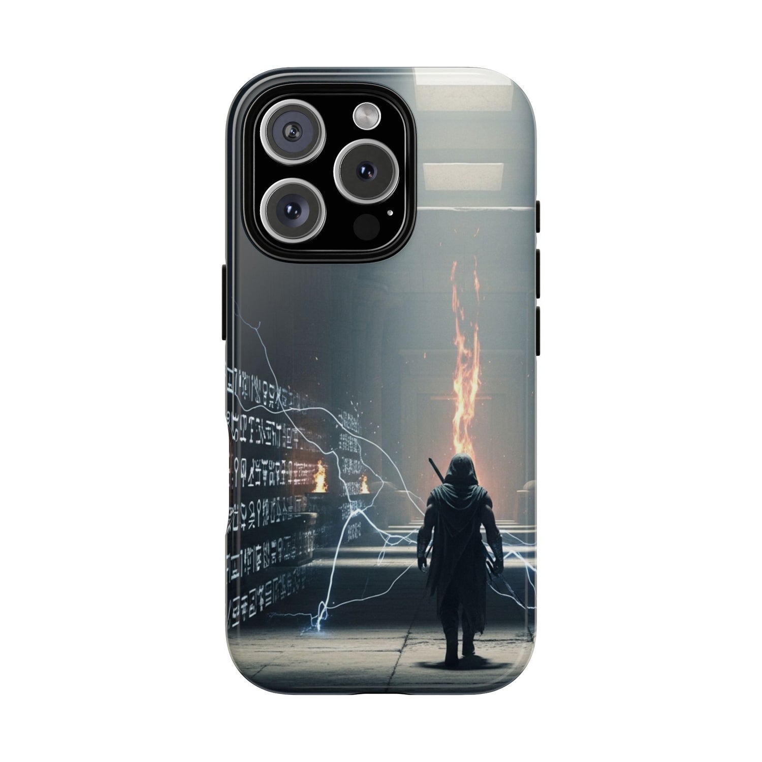Phone Case - Cybermage Silhouette with Lightning Spell