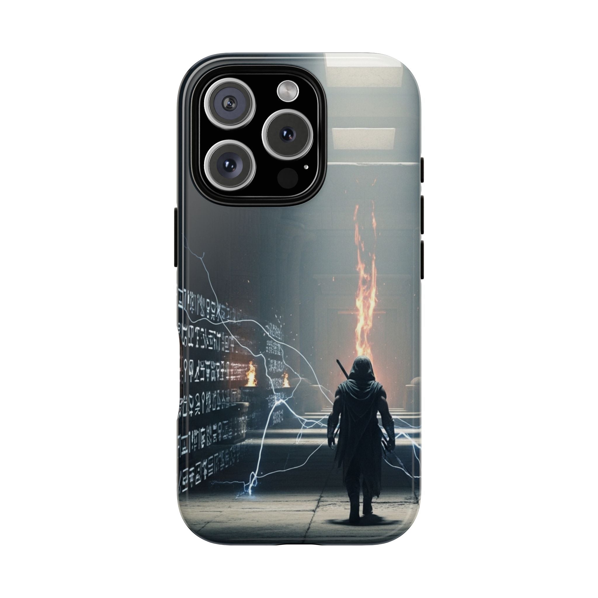Phone Case - Cybermage Silhouette with Lightning Spell
