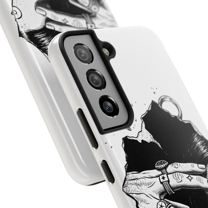 Tough Phone Case — Veiled Truth Black &amp; White Mystic Illustration