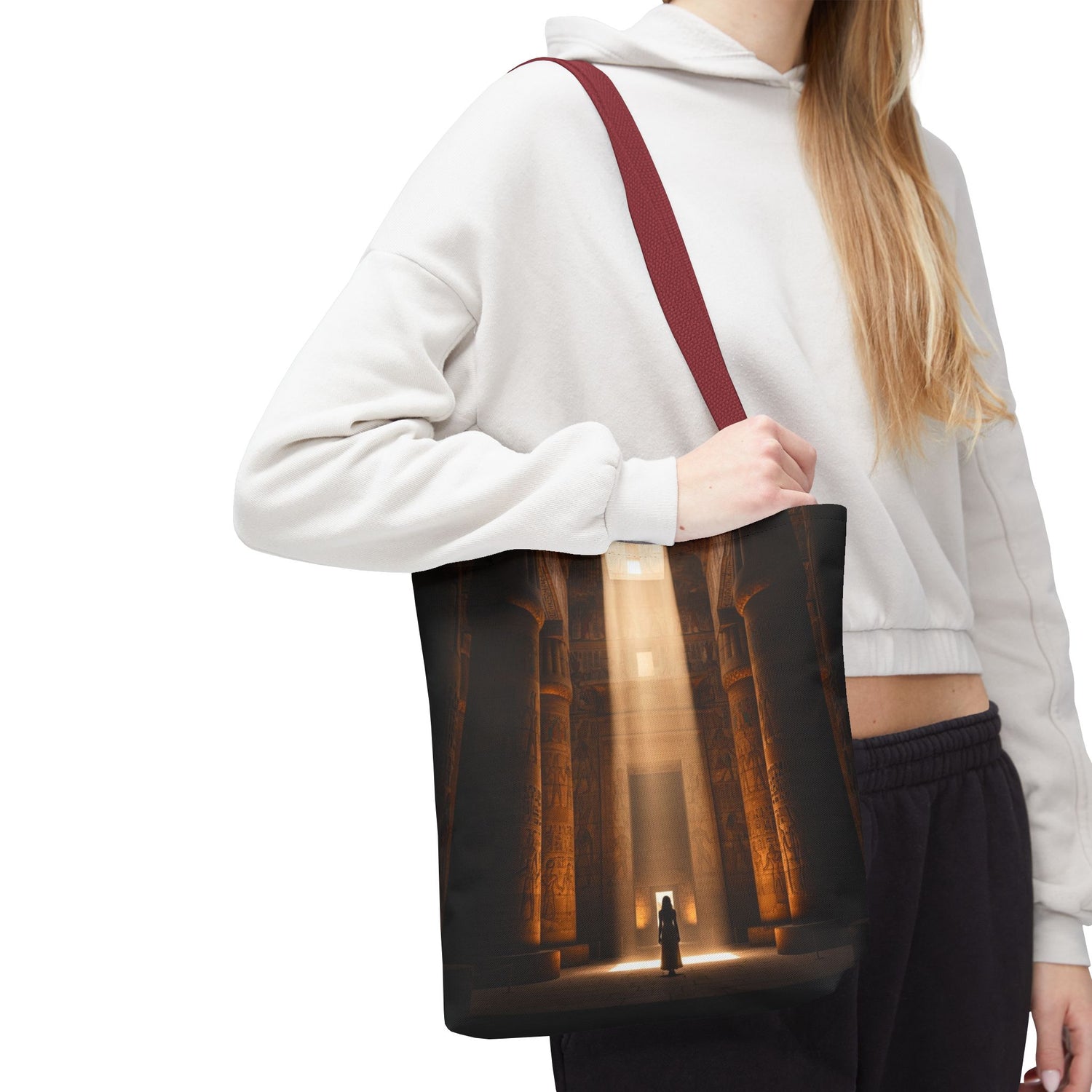 Mystic Temple Tote Bag — Ancient Light &amp; Symbolic Wheel AOP Tote