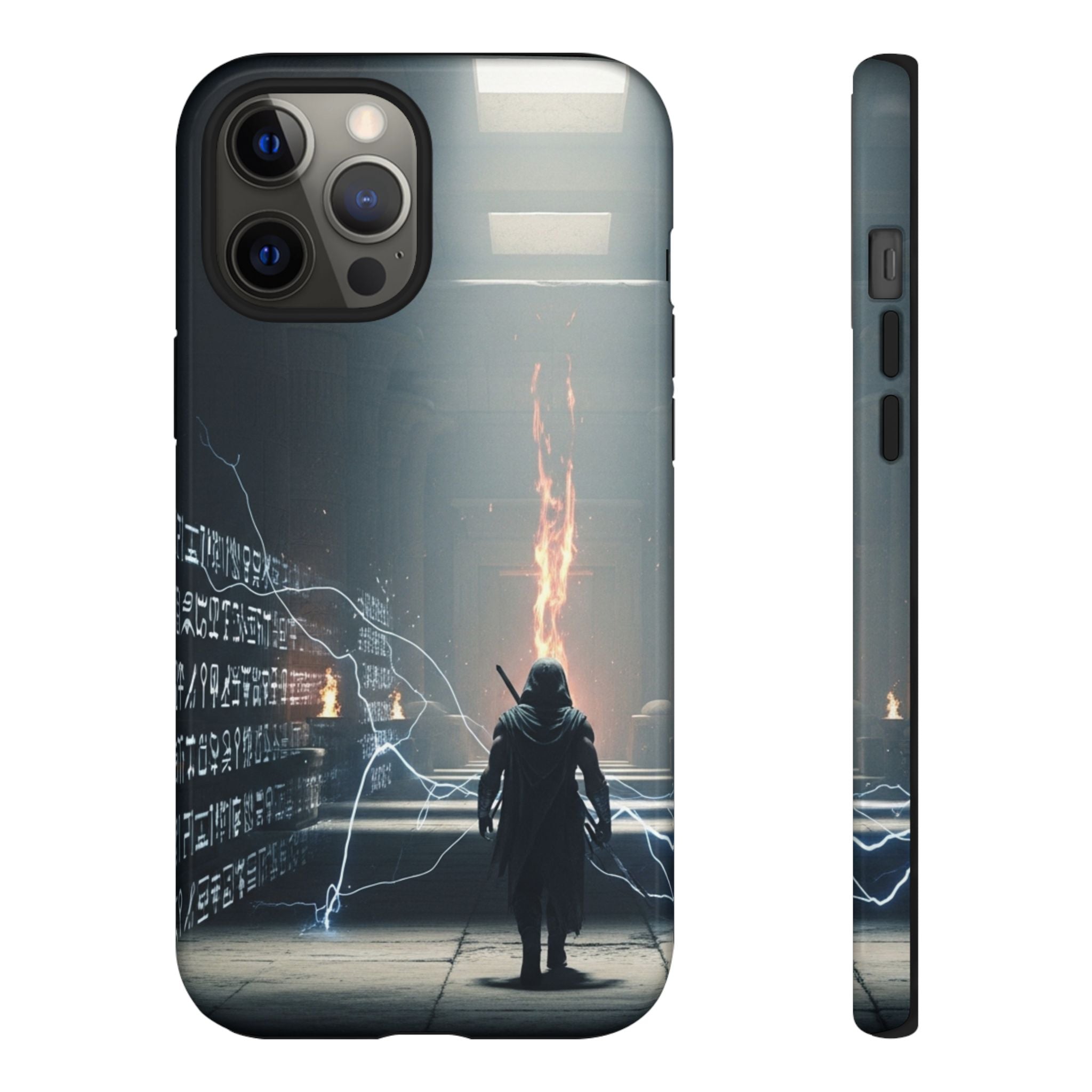 Phone Case - Cybermage Silhouette with Lightning Spell