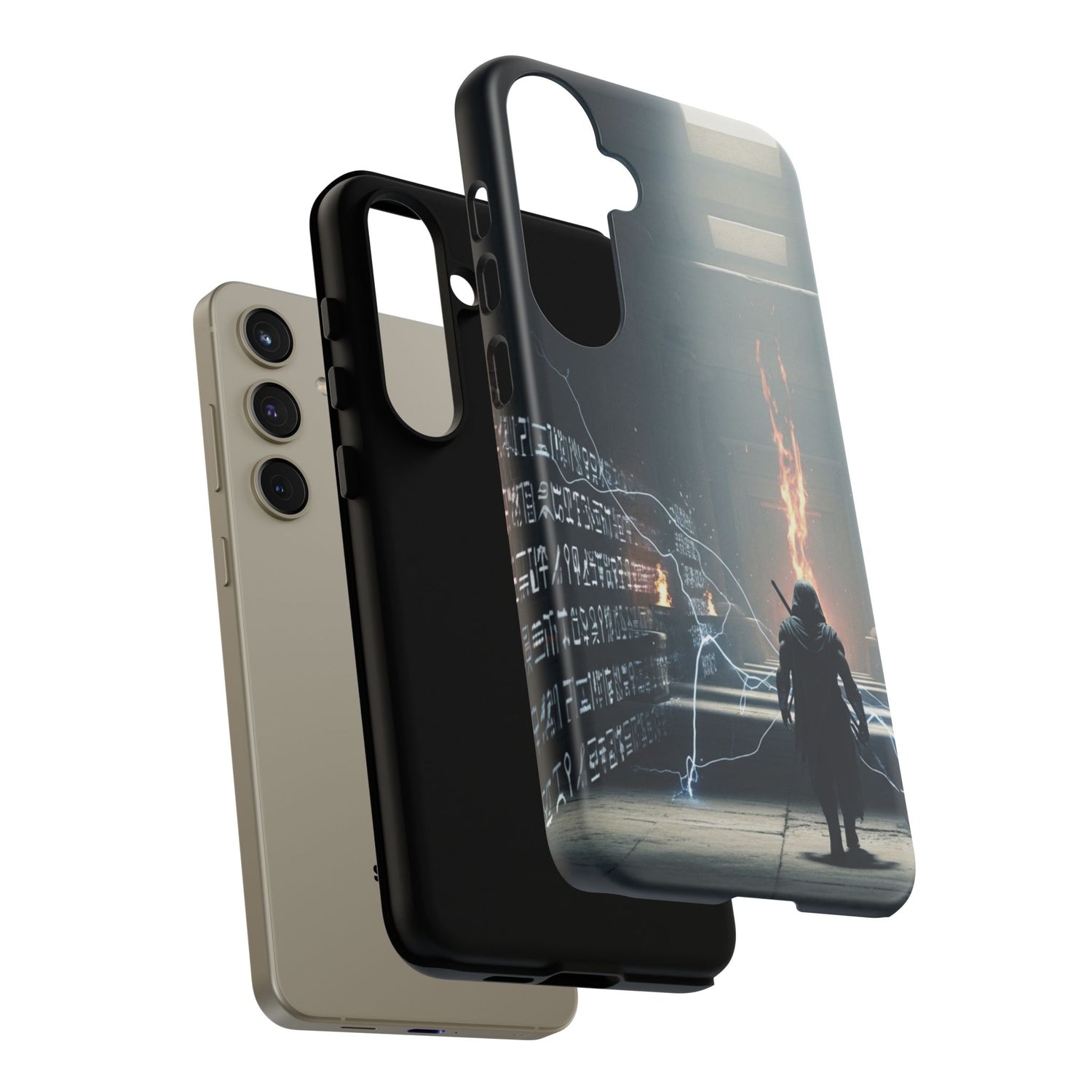 Phone Case - Cybermage Silhouette with Lightning Spell