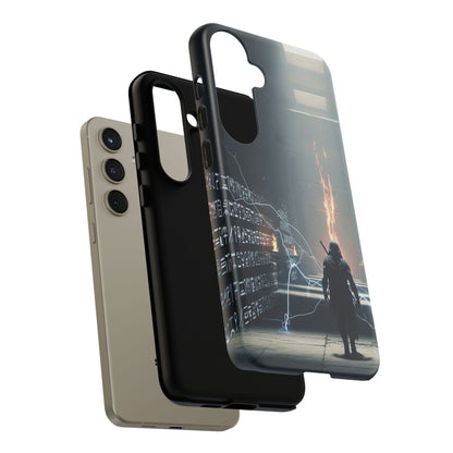 Phone Case - Cybermage Silhouette with Lightning Spell