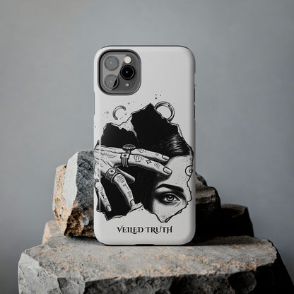 Tough Phone Case — Veiled Truth Black &amp; White Mystic Illustration