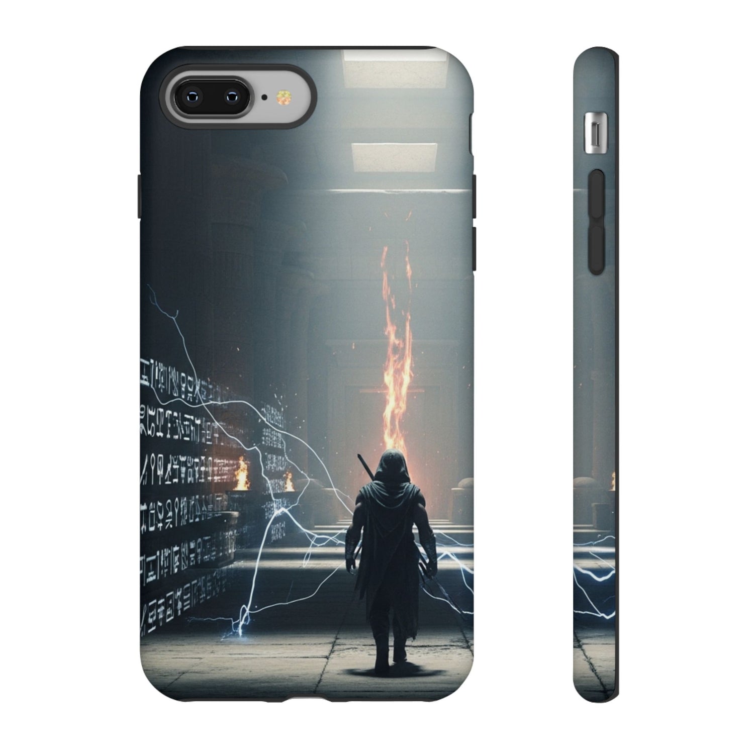 Phone Case - Cybermage Silhouette with Lightning Spell