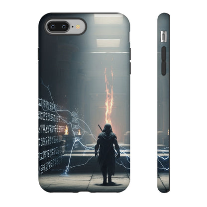 Phone Case - Cybermage Silhouette with Lightning Spell