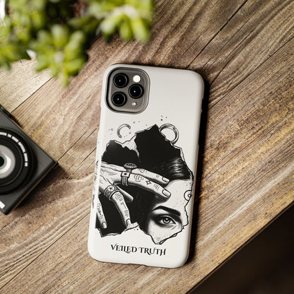 Tough Phone Case — Veiled Truth Black &amp; White Mystic Illustration