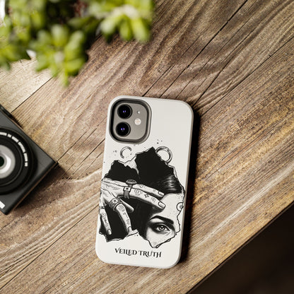Tough Phone Case — Veiled Truth Black &amp; White Mystic Illustration