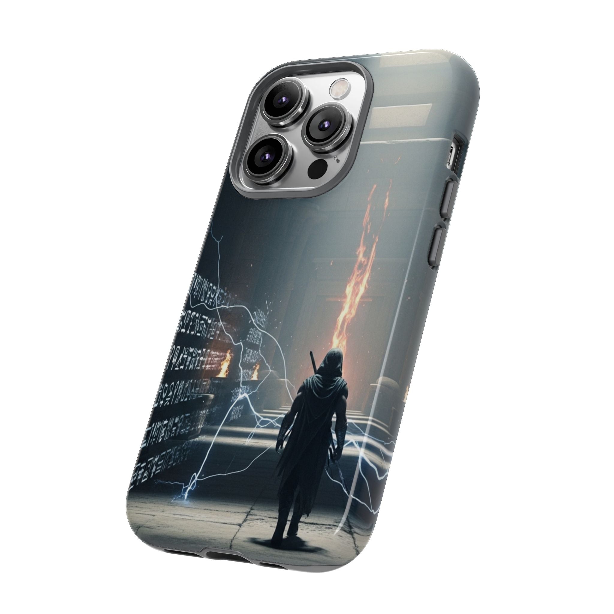 Phone Case - Cybermage Silhouette with Lightning Spell