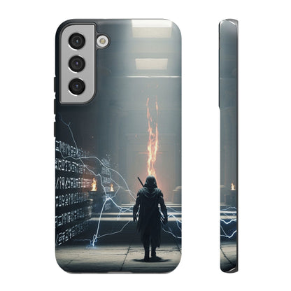 Phone Case - Cybermage Silhouette with Lightning Spell