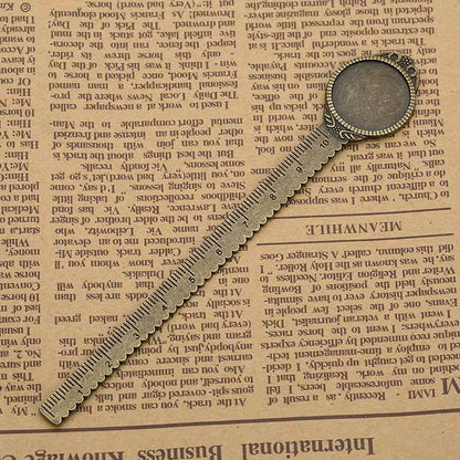 2-Piece 20mm Ruler Bookmark Base – Cabochon Setting (Vintage Metal)