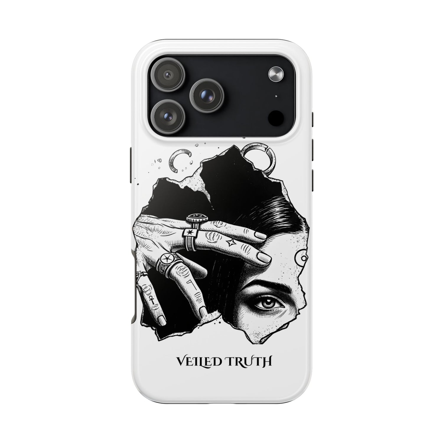 Tough Phone Case — Veiled Truth Black &amp; White Mystic Illustration