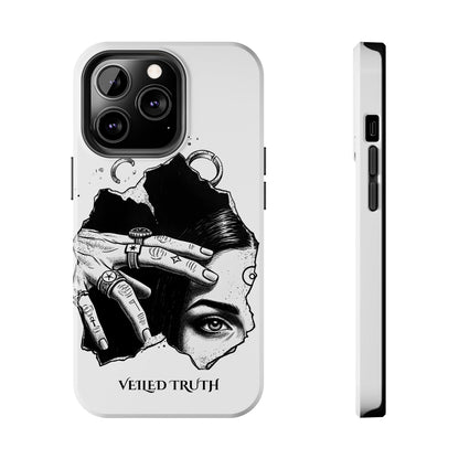 Tough Phone Case — Veiled Truth Black &amp; White Mystic Illustration