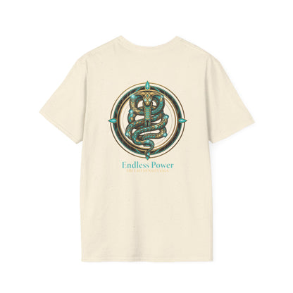 Egyptian Pharaoh Chest &amp; Serpent Back T-Shirt — "This Is Your Awakening / Endless Power"