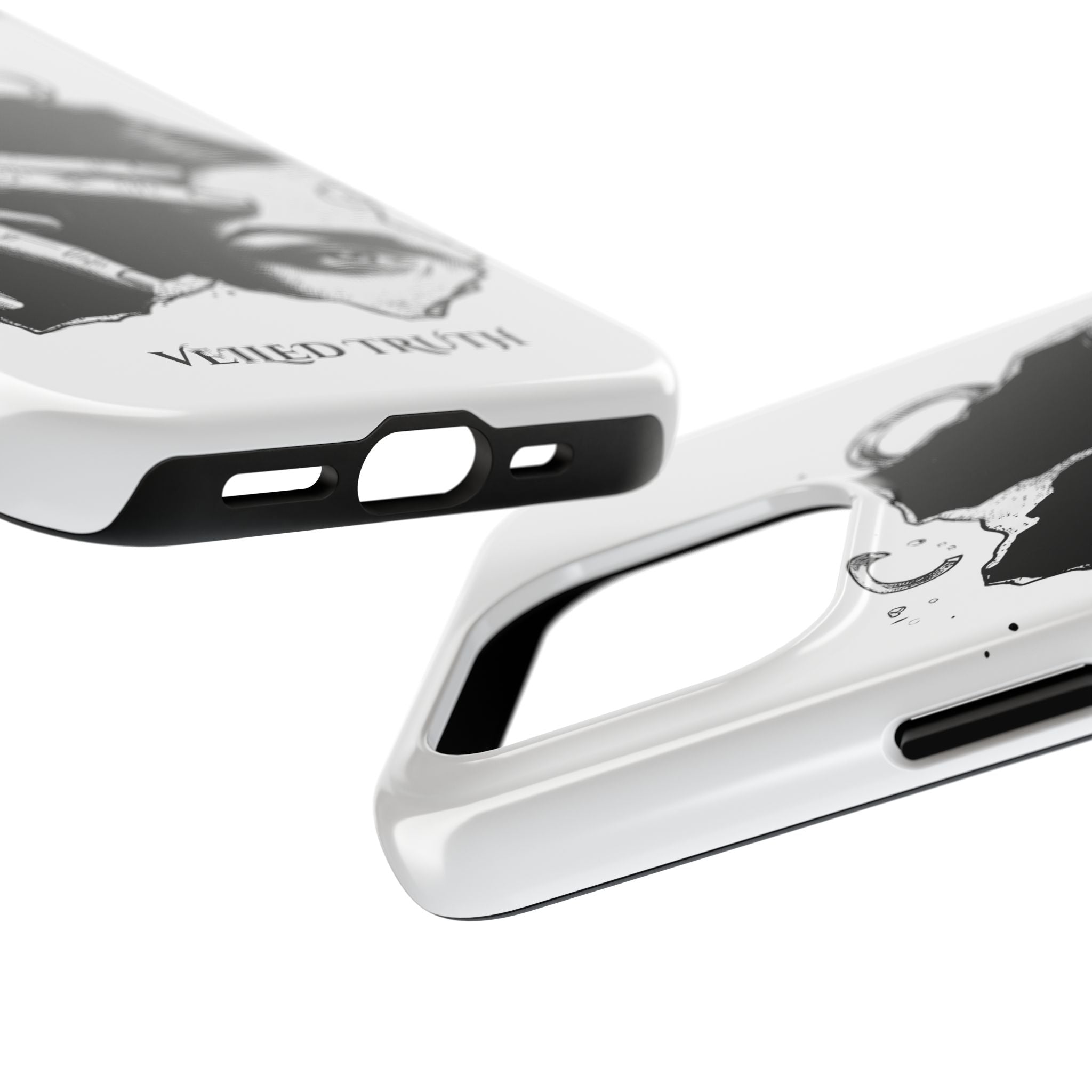 Tough Phone Case — Veiled Truth Black &amp; White Mystic Illustration