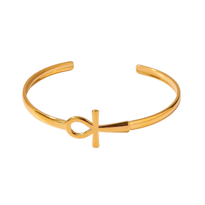 Ankh Cuff Bracelet Gold Stainless Steel – Key of Life