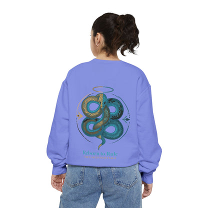 Snake Emblem Sweatshirt — "Reborn to Rule" Graphic Crewneck