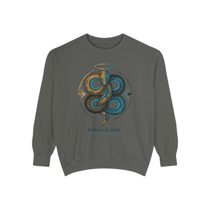 Snake Emblem Sweatshirt — "Reborn to Rule" Graphic Crewneck