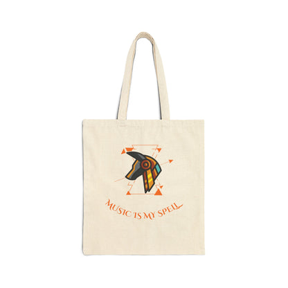 Canvas Tote Bag — Geometric Musical Horse &amp; Intricate Mandala Horse Art