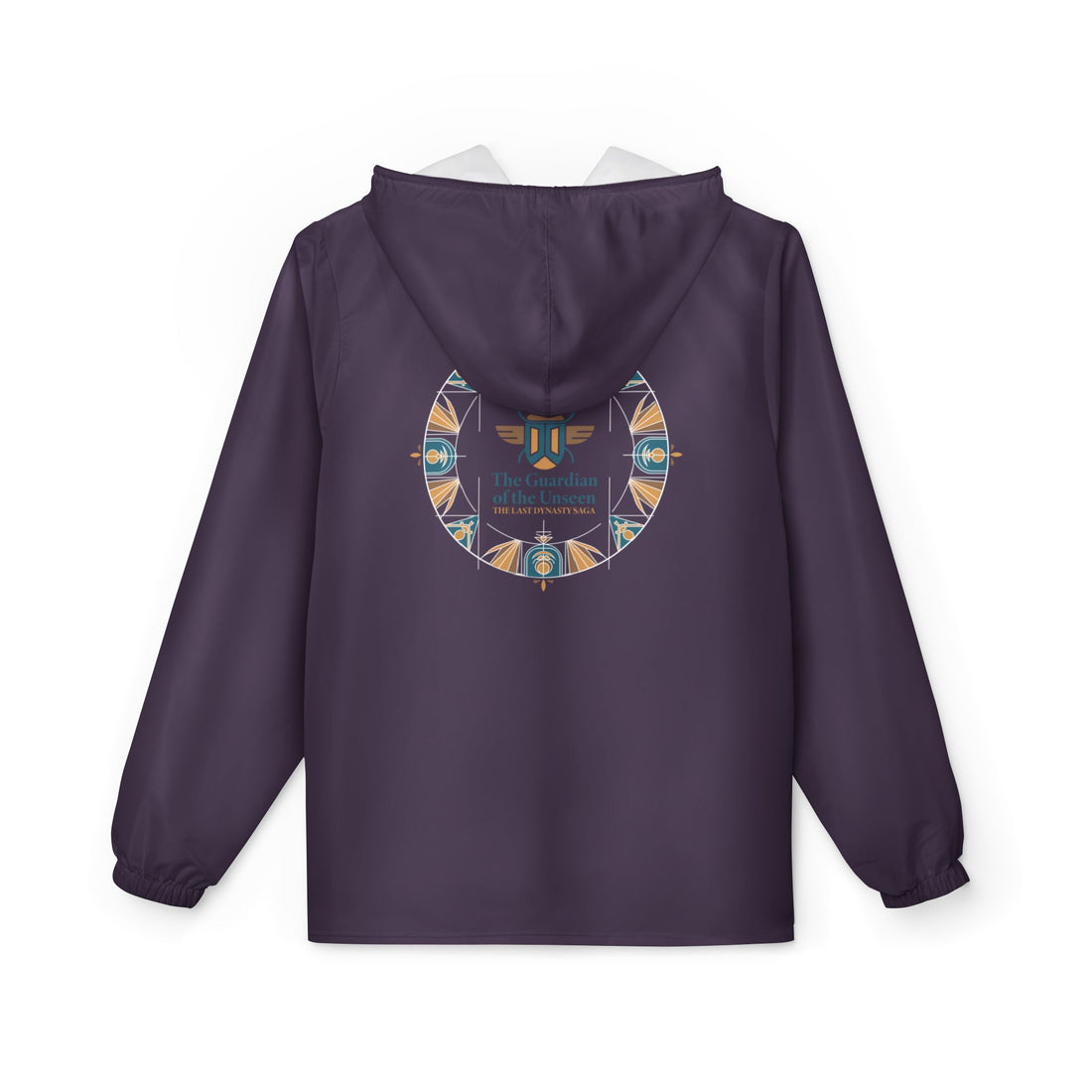The Saga Temple Midnight Cat Windbreaker Jacket — Abstract Tribal Moon Design