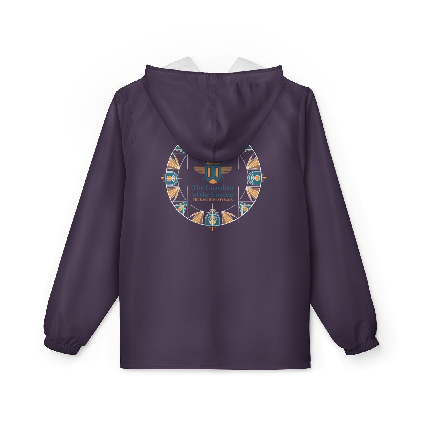 The Saga Temple Midnight Cat Windbreaker Jacket — Abstract Tribal Moon Design