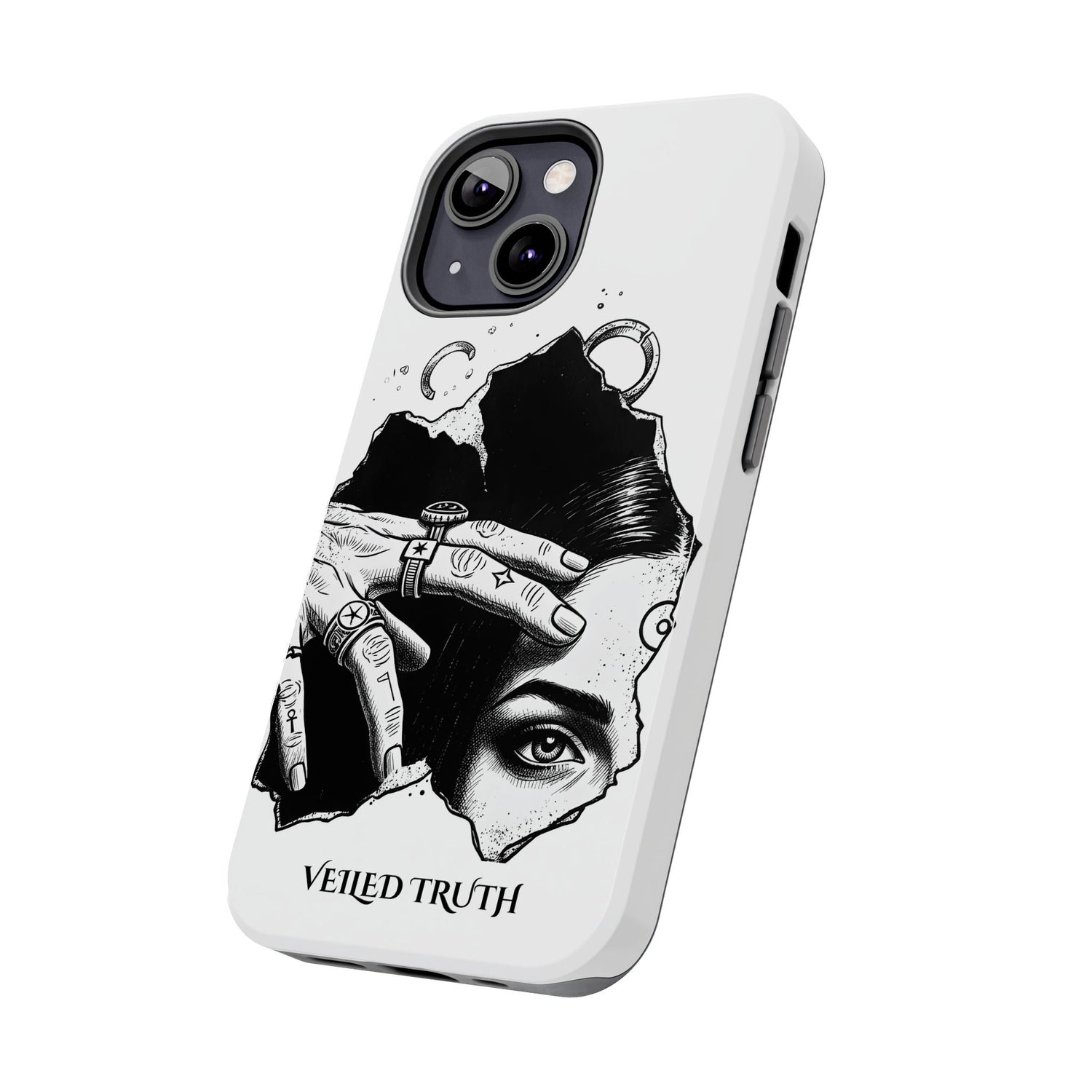 Tough Phone Case — Veiled Truth Black &amp; White Mystic Illustration
