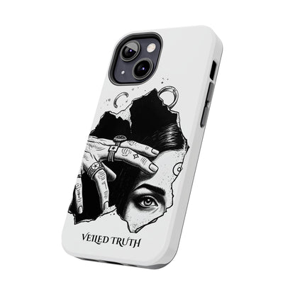 Tough Phone Case — Veiled Truth Black &amp; White Mystic Illustration